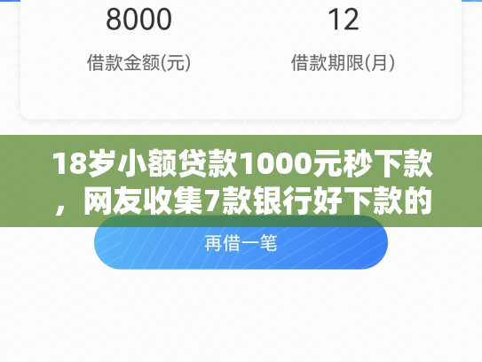 18岁小额贷款1000元秒下款，网友收集7款银行好下款的网贷口子