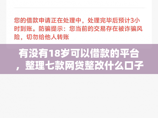 有没有18岁可以借款的平台，整理七款网贷整改什么口子下款