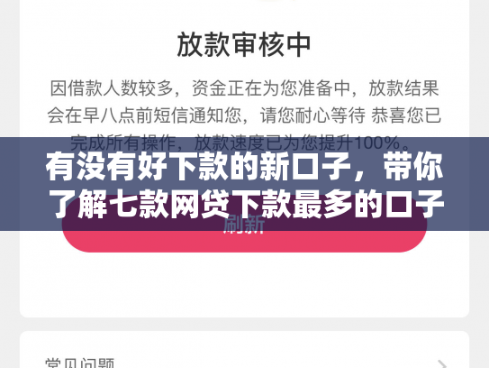 有没有好下款的新口子，带你了解七款网贷下款最多的口子