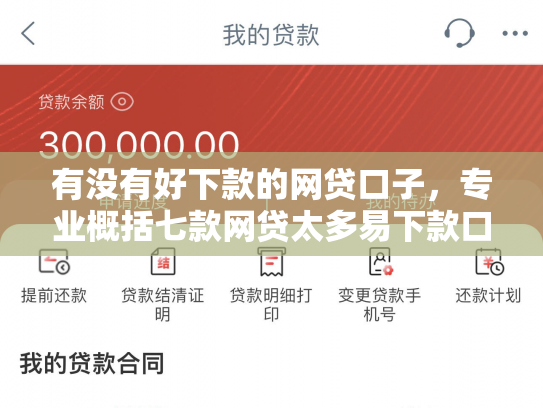 有没有好下款的网贷口子，专业概括七款网贷太多易下款口子