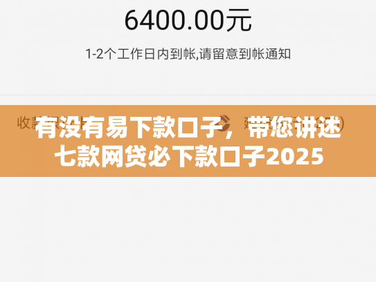 有没有易下款口子，带您讲述七款网贷必下款口子2025
