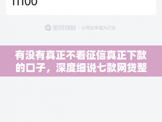 有没有真正不看征信真正下款的口子，深度细说七款网贷整顿什么口子下款