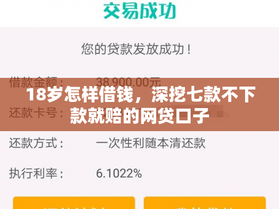 18岁怎样借钱，深挖七款不下款就赔的网贷口子