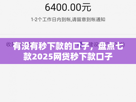 有没有秒下款的口子，盘点七款2025网贷秒下款口子