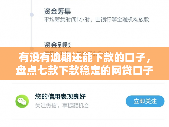 有没有逾期还能下款的口子，盘点七款下款稳定的网贷口子