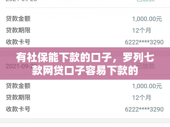 有社保能下款的口子，罗列七款网贷口子容易下款的