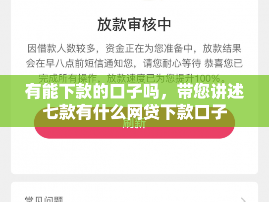 有能下款的口子吗，带您讲述七款有什么网贷下款口子