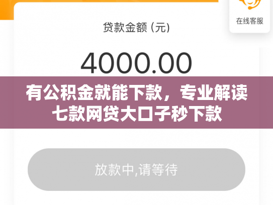 有公积金就能下款，专业解读七款网贷大口子秒下款
