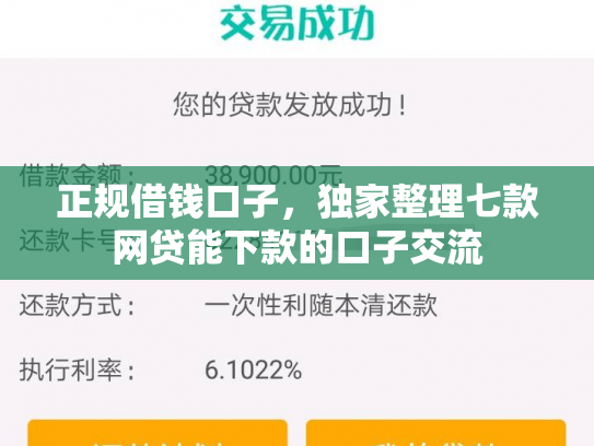 正规借钱口子，独家整理七款网贷能下款的口子交流