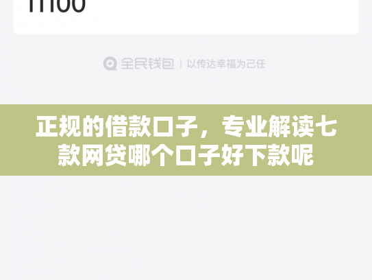正规的借款口子，专业解读七款网贷哪个口子好下款呢