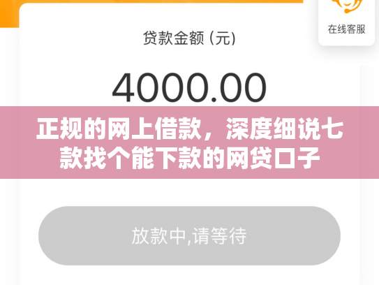 正规的网上借款，深度细说七款找个能下款的网贷口子
