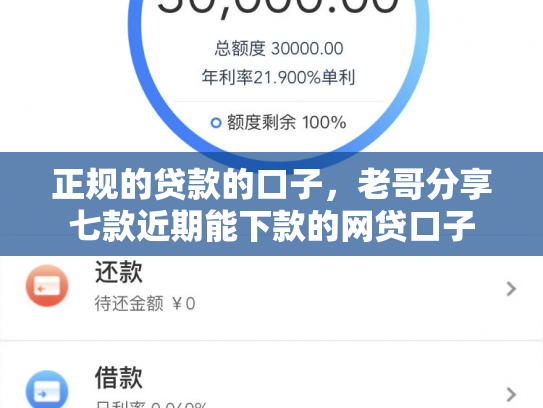 正规的贷款的口子，老哥分享七款近期能下款的网贷口子
