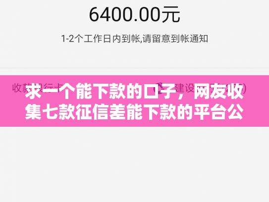 求一个能下款的口子，网友收集七款征信差能下款的平台公司