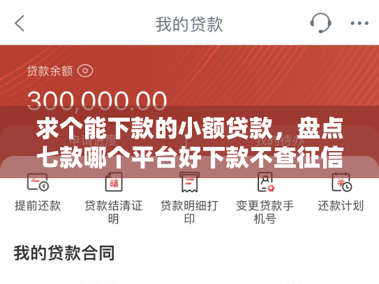 求个能下款的小额贷款，盘点七款哪个平台好下款不查征信