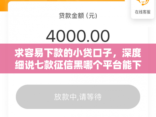 求容易下款的小贷口子，深度细说七款征信黑哪个平台能下款
