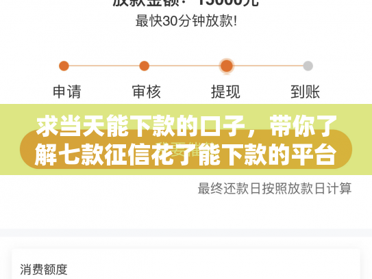 求当天能下款的口子，带你了解七款征信花了能下款的平台