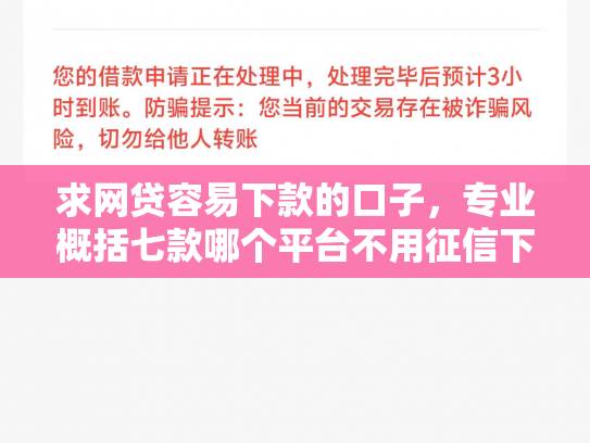 求网贷容易下款的口子，专业概括七款哪个平台不用征信下款快