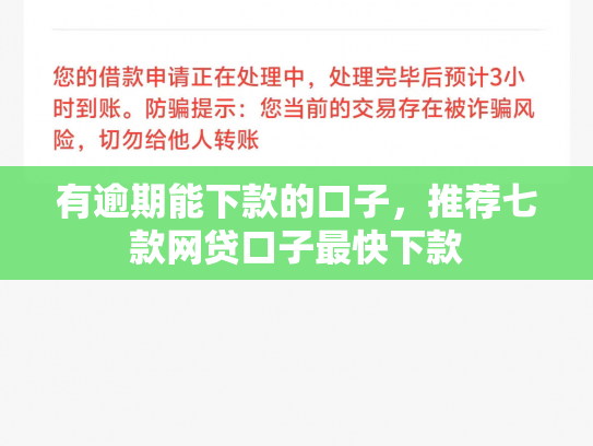 有逾期能下款的口子，推荐七款网贷口子最快下款