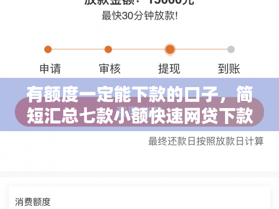 有额度一定能下款的口子，简短汇总七款小额快速网贷下款口子
