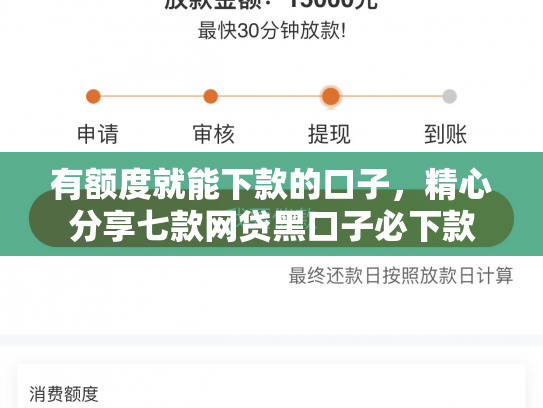 有额度就能下款的口子，精心分享七款网贷黑口子必下款