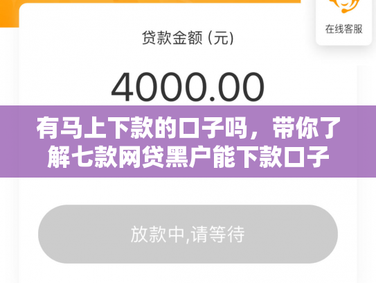 有马上下款的口子吗，带你了解七款网贷黑户能下款口子