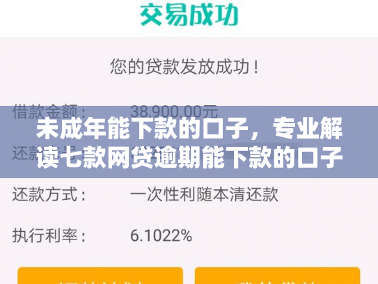 未成年能下款的口子，专业解读七款网贷逾期能下款的口子