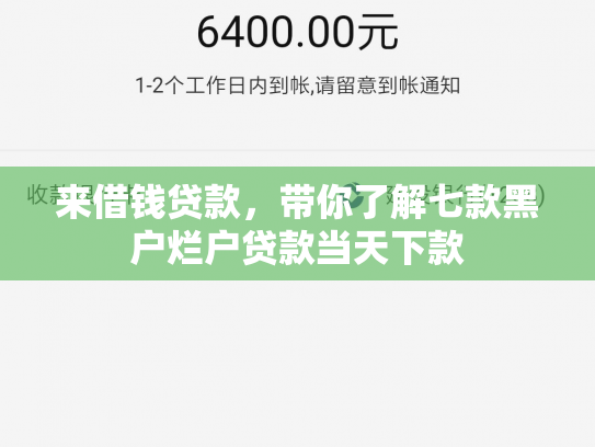 来借钱贷款，带你了解七款黑户烂户贷款当天下款