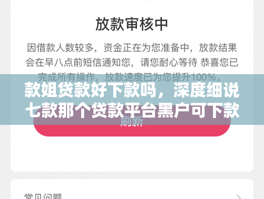 款姐贷款好下款吗，深度细说七款那个贷款平台黑户可下款