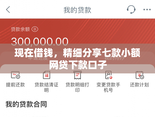现在借钱，精细分享七款小额网贷下款口子
