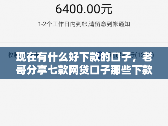 现在有什么好下款的口子，老哥分享七款网贷口子那些下款快