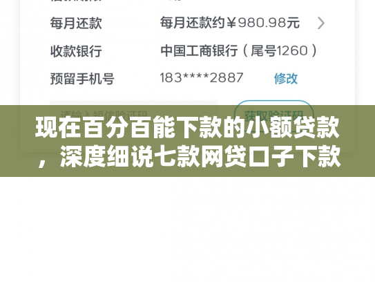 现在百分百能下款的小额贷款，深度细说七款网贷口子下款群