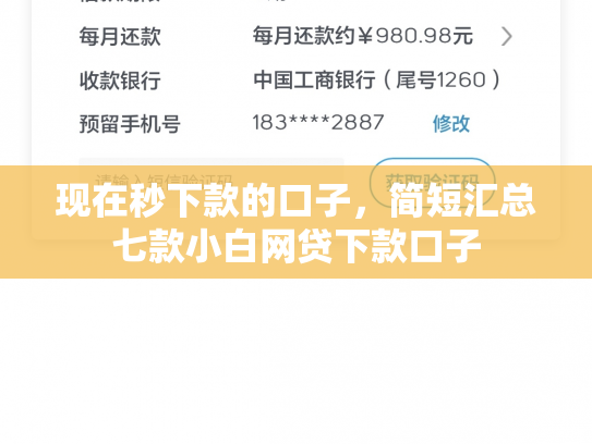 现在秒下款的口子，简短汇总七款小白网贷下款口子