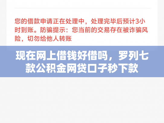 现在网上借钱好借吗，罗列七款公积金网贷口子秒下款