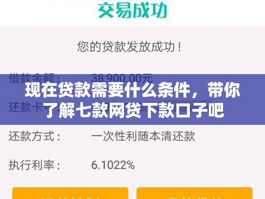 现在贷款需要什么条件，带你了解七款网贷下款口子吧