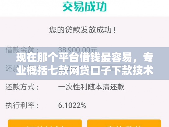 现在那个平台借钱最容易，专业概括七款网贷口子下款技术