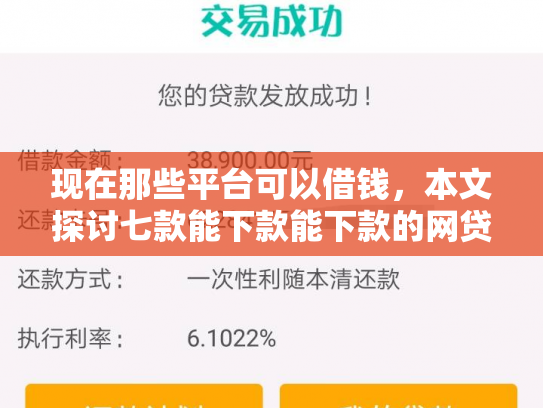 现在那些平台可以借钱，本文探讨七款能下款能下款的网贷口子