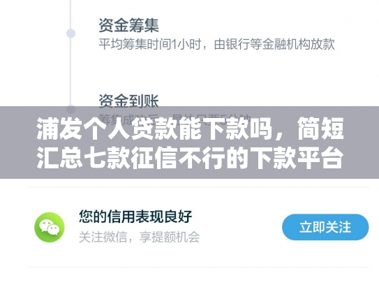 浦发个人贷款能下款吗，简短汇总七款征信不行的下款平台