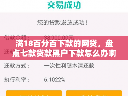 满18百分百下款的网贷，盘点七款贷款黑户下款怎么办啊
