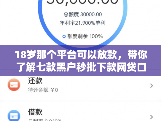 18岁那个平台可以放款，带你了解七款黑户秒批下款网贷口子