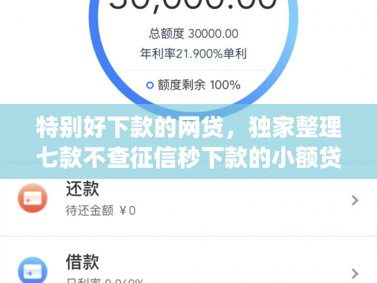 特别好下款的网贷，独家整理七款不查征信秒下款的小额贷款app
