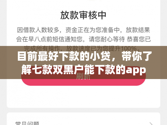 目前最好下款的小贷，带你了解七款双黑户能下款的app