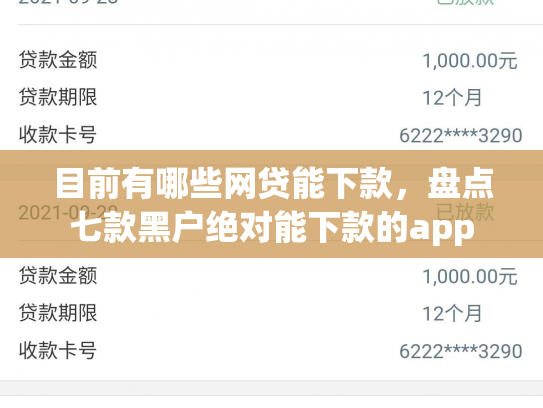 目前有哪些网贷能下款，盘点七款黑户绝对能下款的app