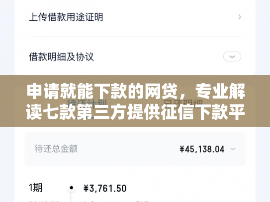 申请就能下款的网贷，专业解读七款第三方提供征信下款平台
