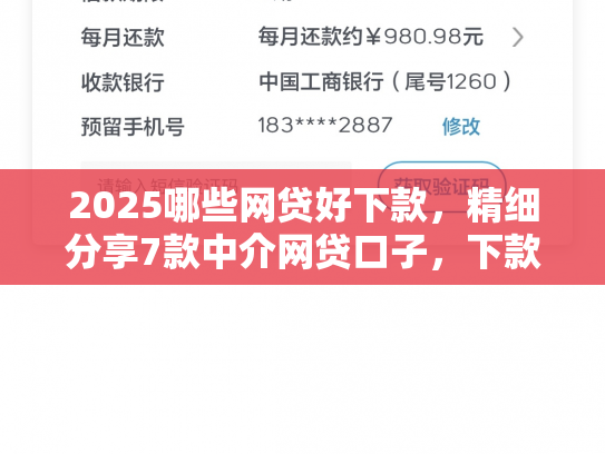 2025哪些网贷好下款，精细分享7款中介网贷口子，下款高
