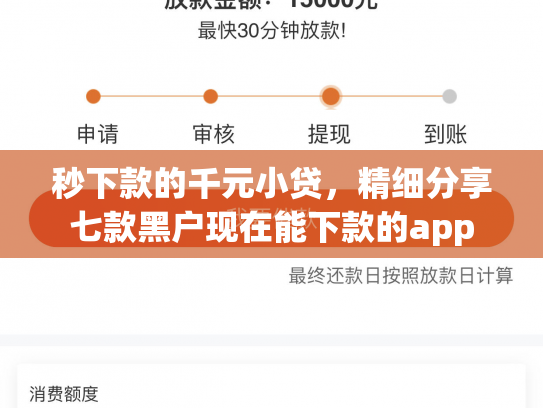 秒下款的千元小贷，精细分享七款黑户现在能下款的app