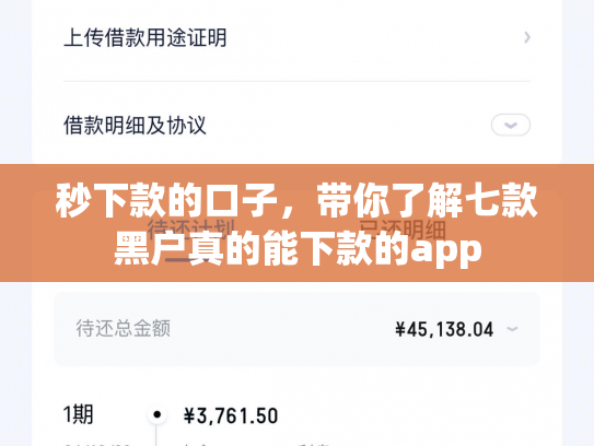 秒下款的口子，带你了解七款黑户真的能下款的app