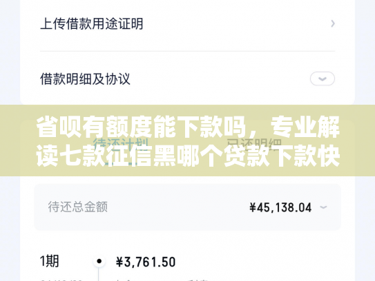 省呗有额度能下款吗，专业解读七款征信黑哪个贷款下款快些