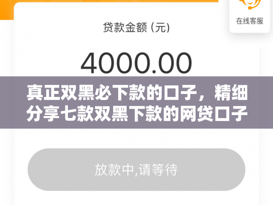 真正双黑必下款的口子，精细分享七款双黑下款的网贷口子