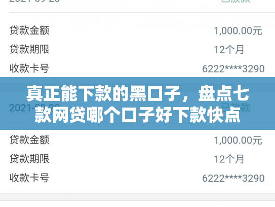 真正能下款的黑口子，盘点七款网贷哪个口子好下款快点