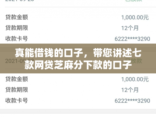 真能借钱的口子，带您讲述七款网贷芝麻分下款的口子